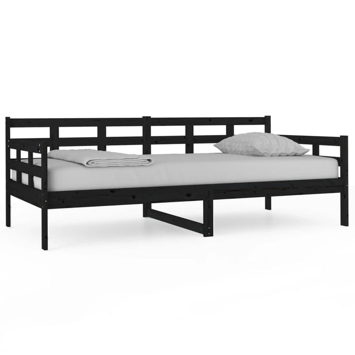 Day Bed without Mattress Black Solid Wood Pine 90x190 cm Single