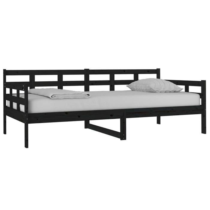 Day Bed without Mattress Black Solid Wood Pine 90x190 cm Single