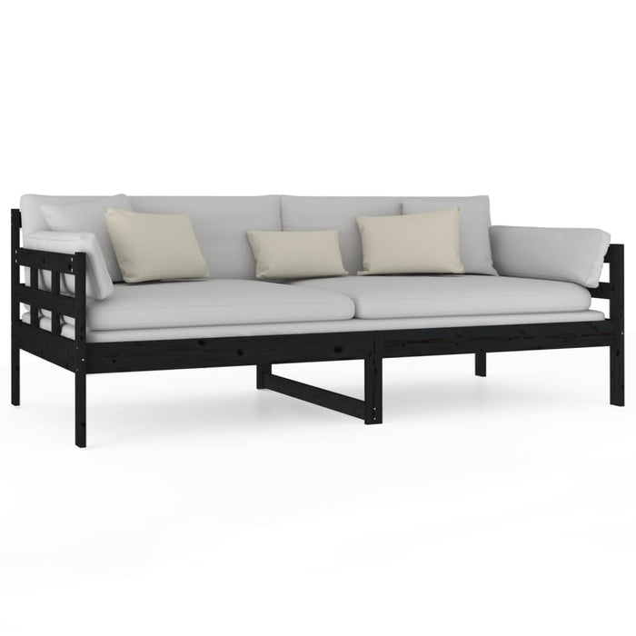 Day Bed without Mattress Black Solid Wood Pine 90x190 cm Single