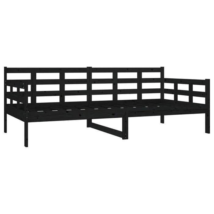 Day Bed without Mattress Black Solid Wood Pine 90x190 cm Single