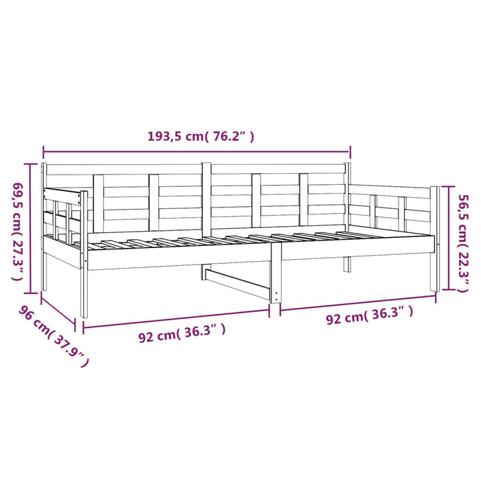 Day Bed without Mattress Black Solid Wood Pine 90x190 cm Single