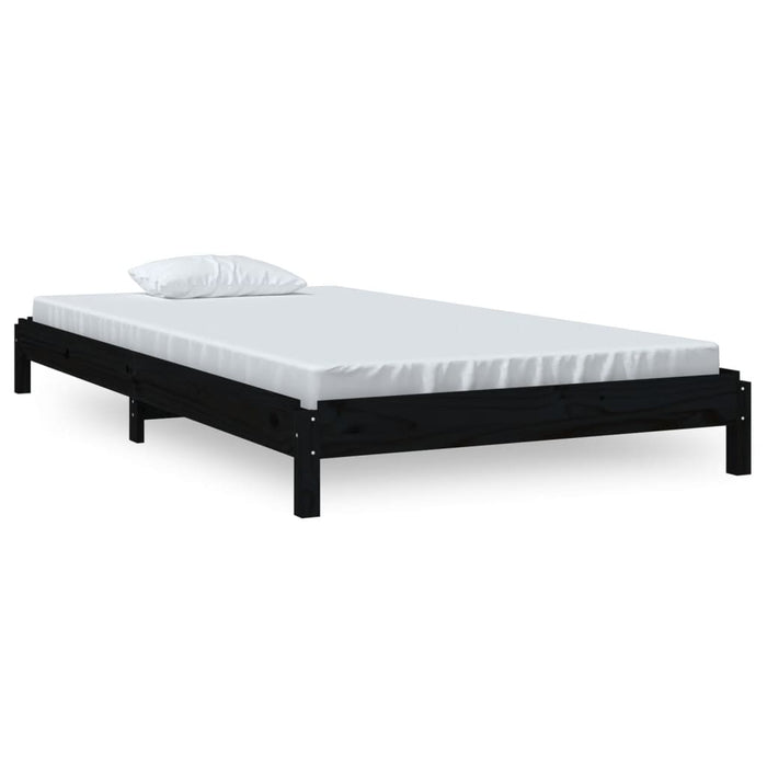 Stack Bed without Mattress Black 100x200 cm Solid Wood Pine