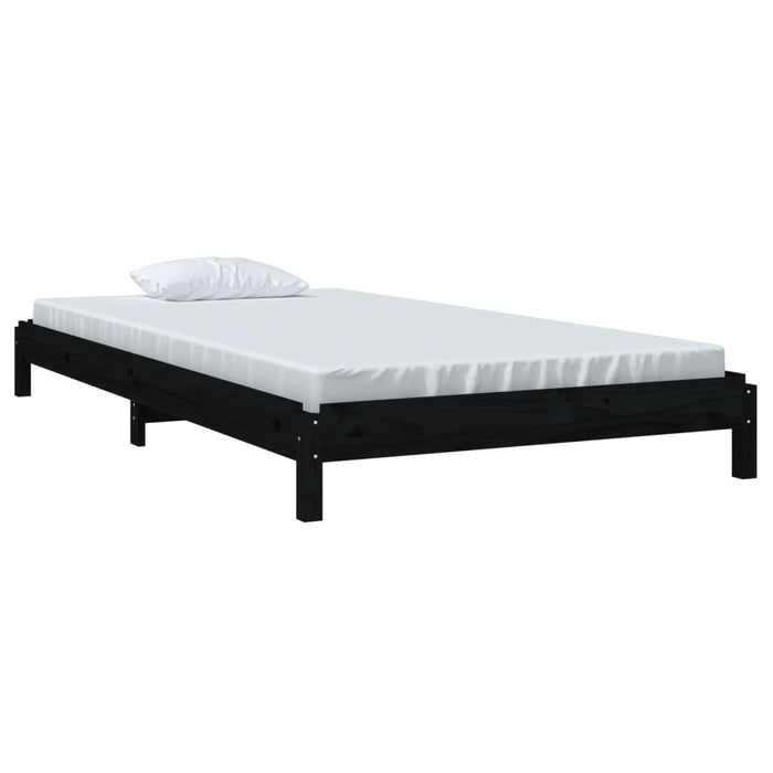 Stack Bed without Mattress Black 100x200 cm Solid Wood Pine