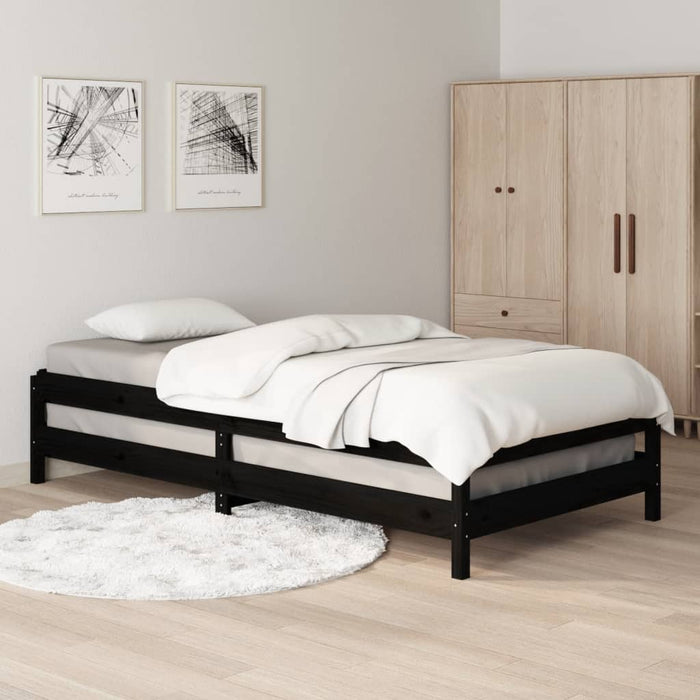 Stack Bed without Mattress Black 100x200 cm Solid Wood Pine