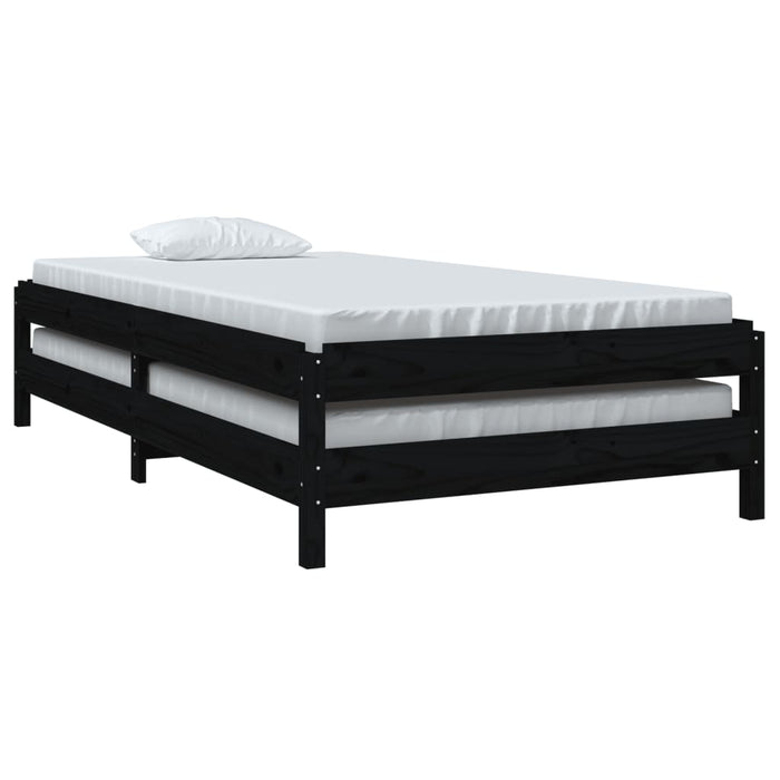 Stack Bed without Mattress Black 100x200 cm Solid Wood Pine