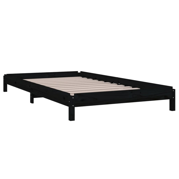 Stack Bed without Mattress Black 100x200 cm Solid Wood Pine