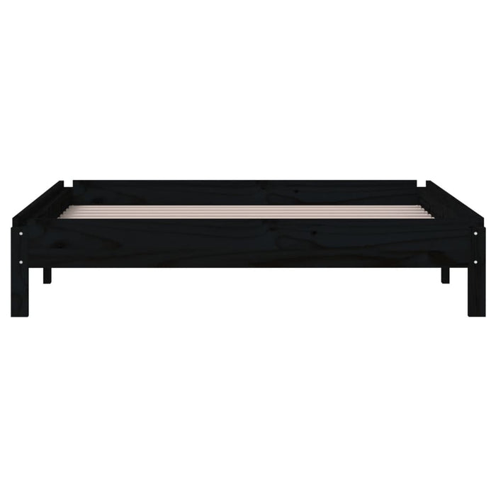 Stack Bed without Mattress Black 100x200 cm Solid Wood Pine