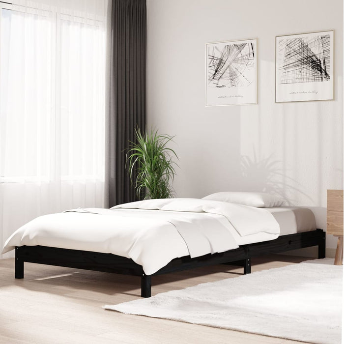 Stack Bed without Mattress Black 100x200 cm Solid Wood Pine