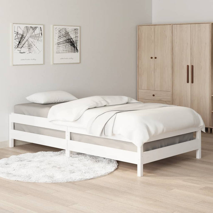 Stack Bed without Mattress White 80x200 cm Solid Wood Pine