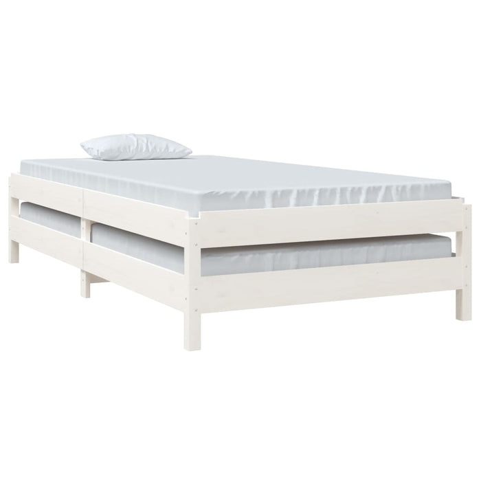 Stack Bed without Mattress White 80x200 cm Solid Wood Pine