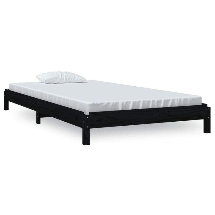 Stack Bed without Mattress Black 80x200 cm Solid Wood Pine