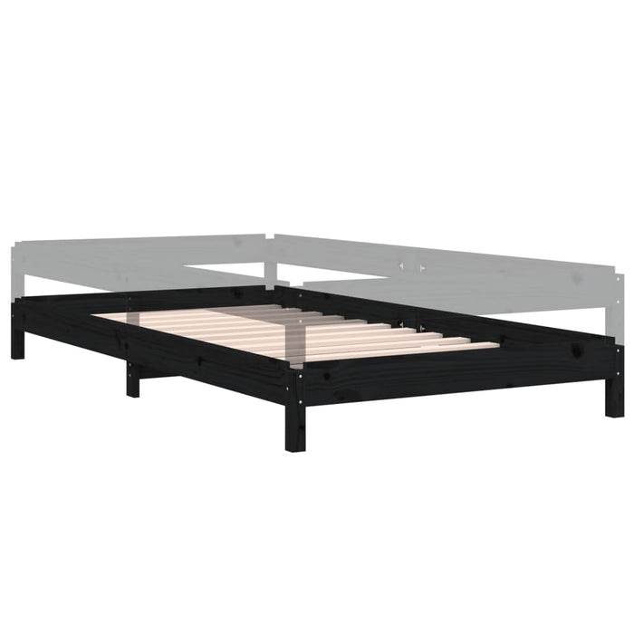 Stack Bed without Mattress Black 80x200 cm Solid Wood Pine