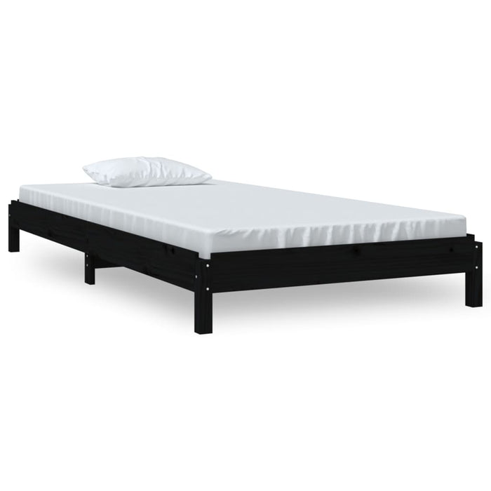 Stack Bed without Mattress Black 75x190 cm Small Single Solid Wood Pine