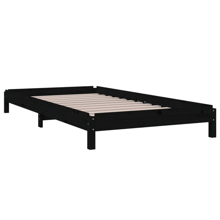 Stack Bed without Mattress Black 75x190 cm Small Single Solid Wood Pine