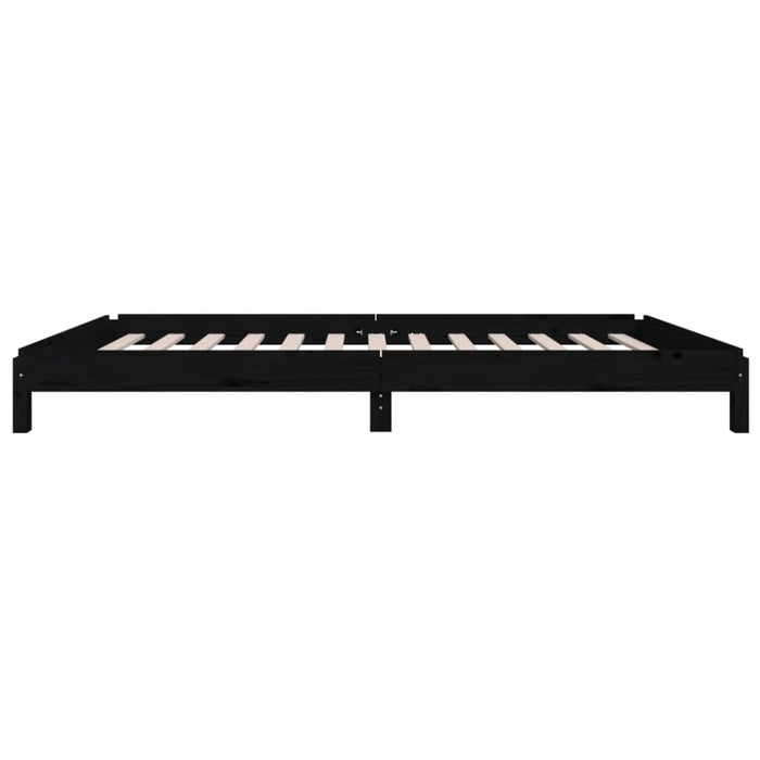 Stack Bed without Mattress Black 75x190 cm Small Single Solid Wood Pine