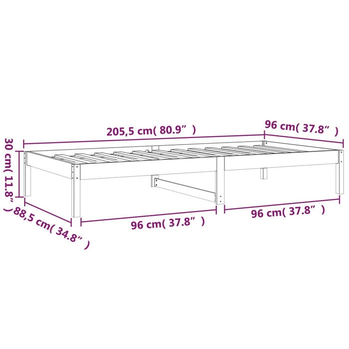 Day Bed without Mattress Grey 90x200 cm Solid Wood Pine