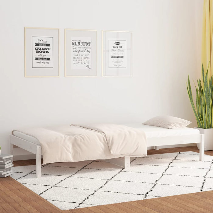 Day Bed without Mattress White 90x190 cm Single Single Solid Wood Pine