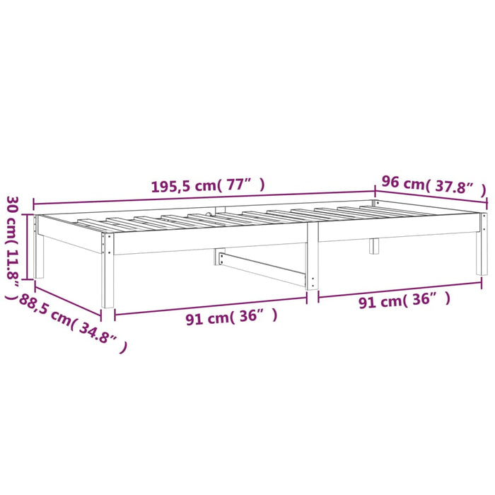 Day Bed without Mattress White 90x190 cm Single Single Solid Wood Pine