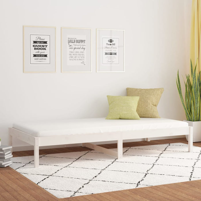 Day Bed without Mattress White 90x190 cm Single Single Solid Wood Pine