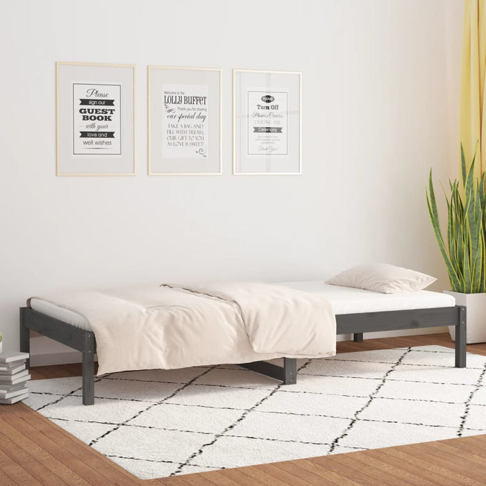 Day Bed without Mattress Grey 90x190 cm Single Single Solid Wood Pine