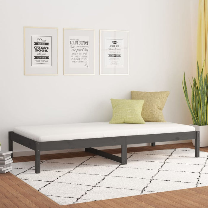 Day Bed without Mattress Grey 90x190 cm Single Single Solid Wood Pine