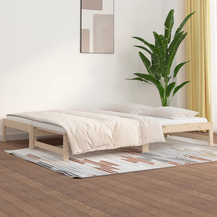 Pull-out Day Bed without Mattress 2x(90x200) cm Solid Wood Pine