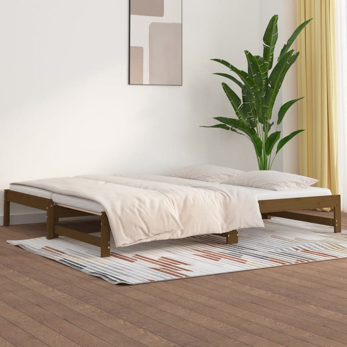 Pull-out Day Bed without Mattress Honey Brown 2x(90x200) cm