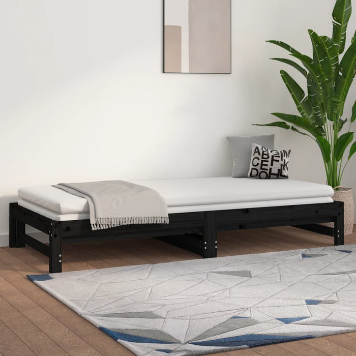 Pull-out Day Bed without Mattress Black 2x(90x200) cm