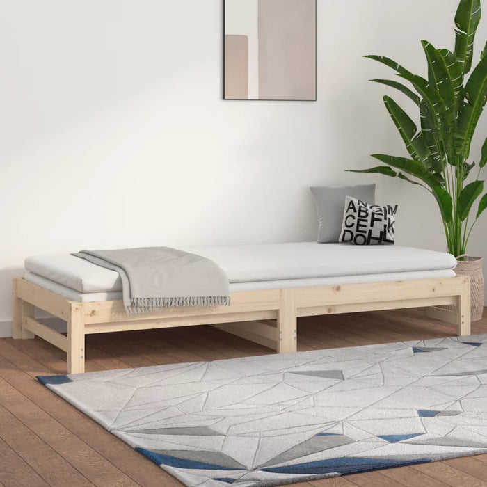 Pull-out Day Bed without Mattress 2x(80x200) cm Solid Wood Pine