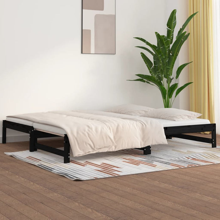 Pull-out Day Bed without Mattress Black 2x(80x200) cm