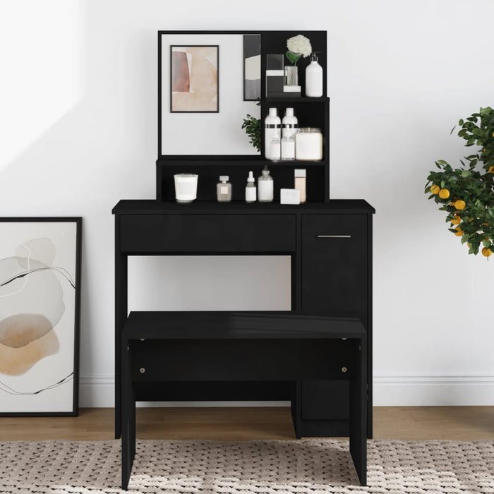 Dressing Table with Mirror Black 86.5x35x136 cm