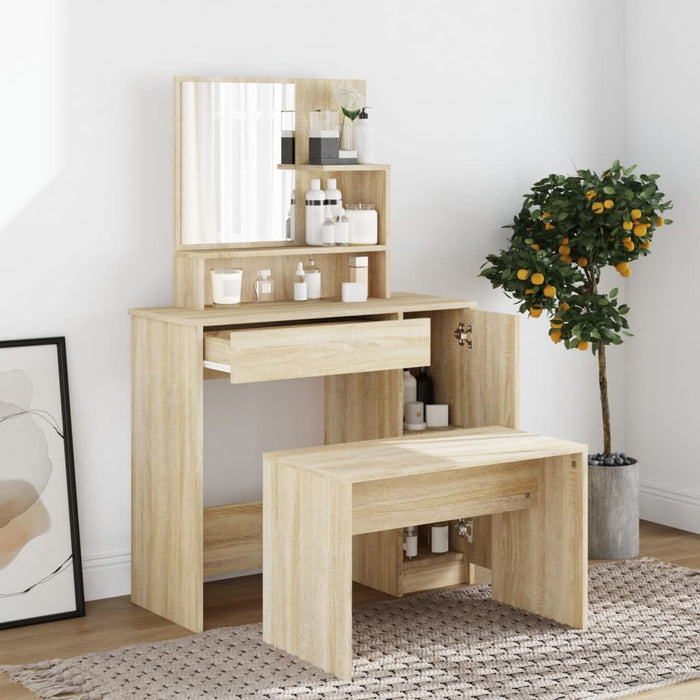 Dressing Table with Mirror Sonoma Oak 86.5x35x136 cm