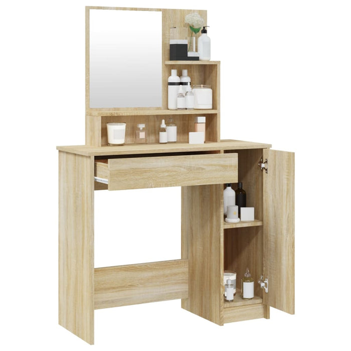 Dressing Table with Mirror Sonoma Oak 86.5x35x136 cm