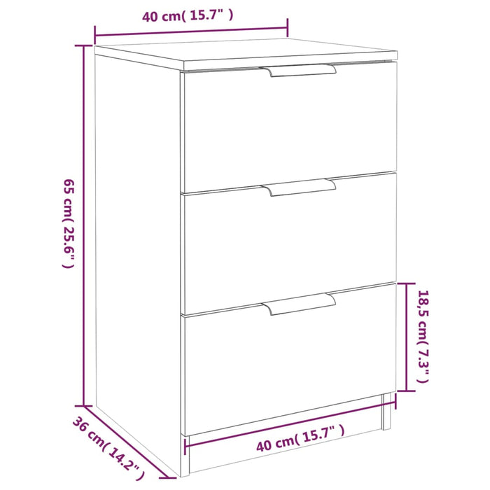 Bedside Cabinet White 40x36x65 cm