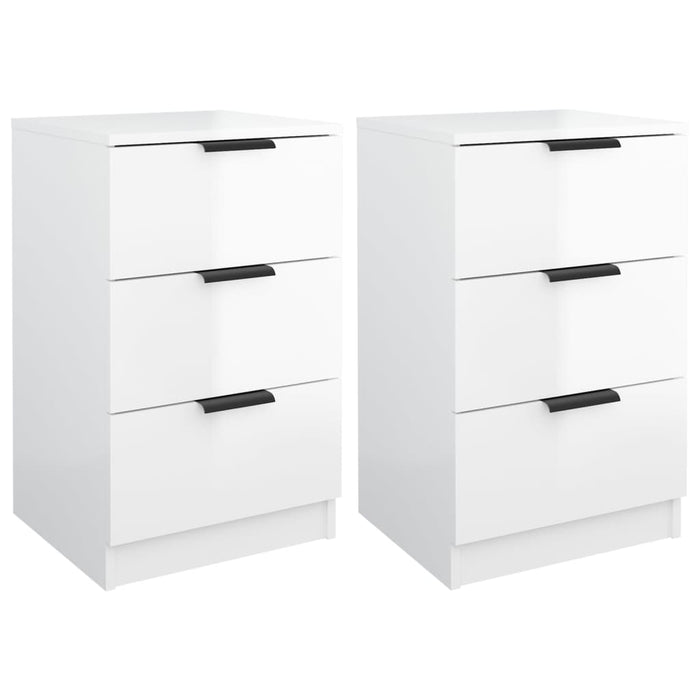 Bedside Cabinets 2 pcs High Gloss White 40x36x65 cm