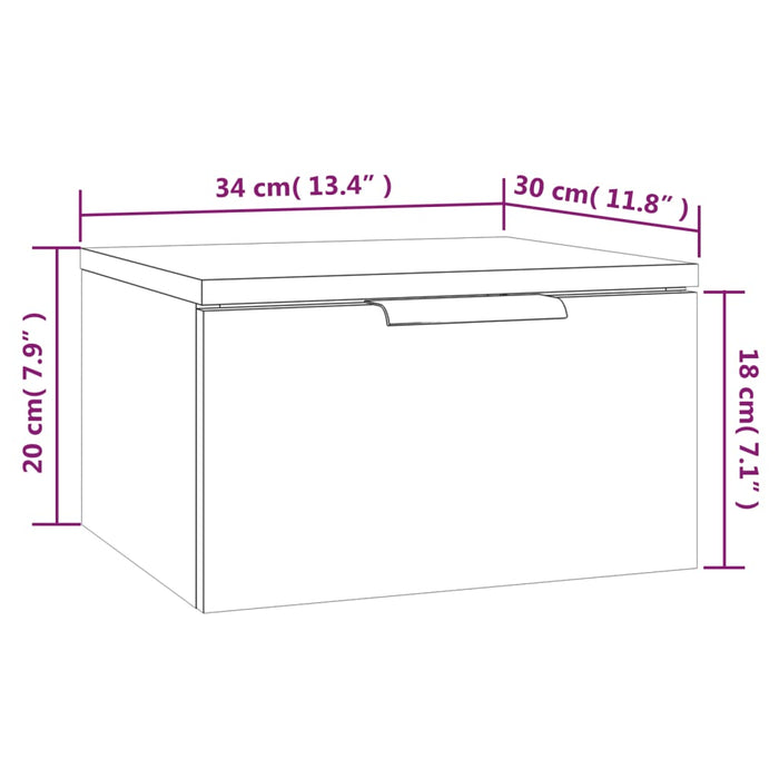 Wall-mounted Bedside Cabinet White 34x30x20 cm