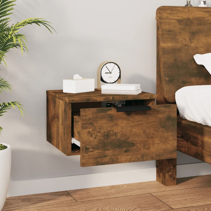 Wall-mounted Bedside Cabinet Smoked Oak 34x30x20 cm