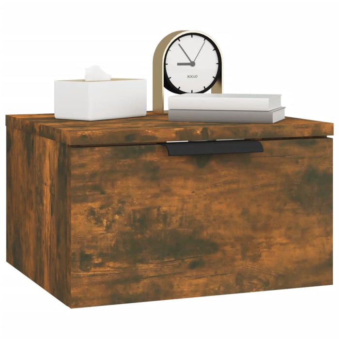 Wall-mounted Bedside Cabinet Smoked Oak 34x30x20 cm