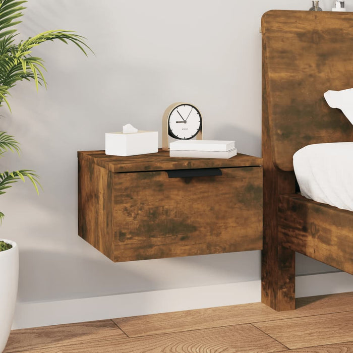 Wall-mounted Bedside Cabinet Smoked Oak 34x30x20 cm