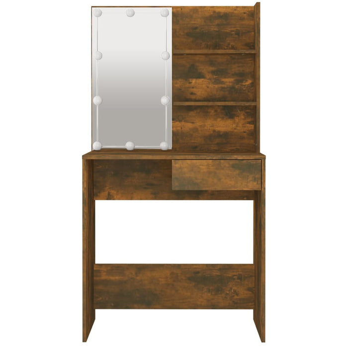 Dressing Table with LED Smoked Oak 74.5x40x141 cm