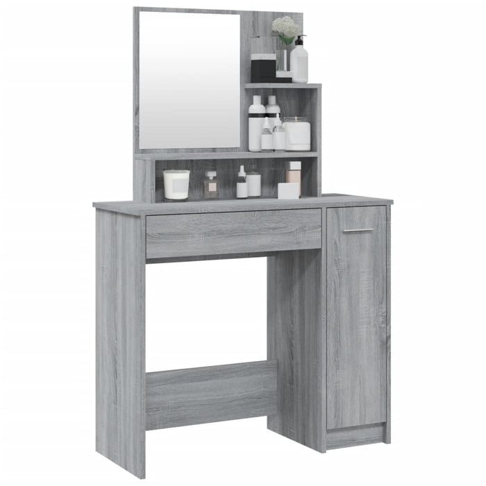 Dressing Table with Mirror Grey Sonoma 86.5x35x136 cm