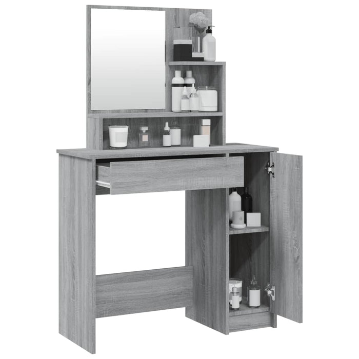 Dressing Table with Mirror Grey Sonoma 86.5x35x136 cm