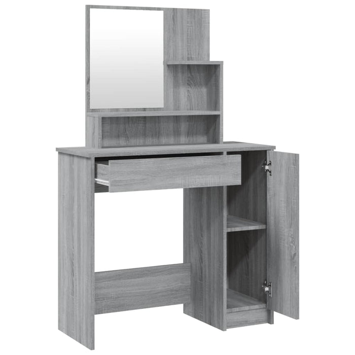 Dressing Table with Mirror Grey Sonoma 86.5x35x136 cm