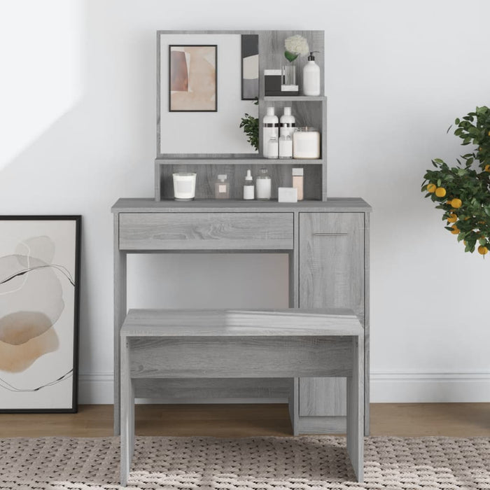 Dressing Table with Mirror Grey Sonoma 86.5x35x136 cm