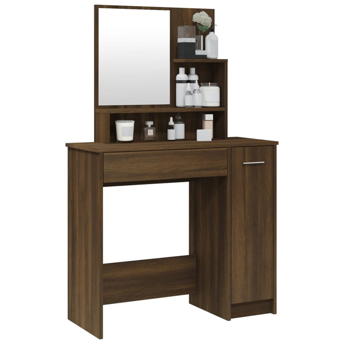 Dressing Table with Mirror Brown Oak 86.5x35x136 cm