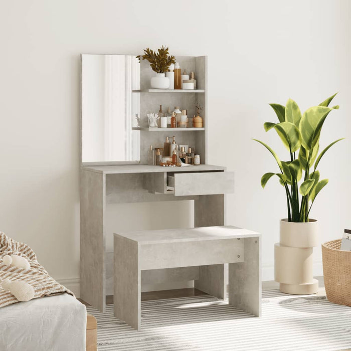 Dressing Table Set Concrete Grey 74.5x40x141 cm