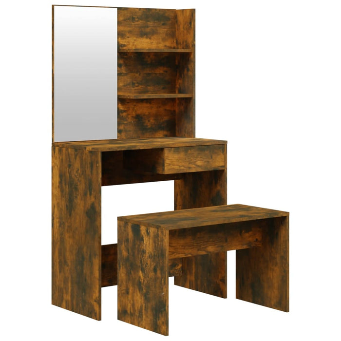 Dressing Table Set Smoked Oak 74.5x40x141 cm