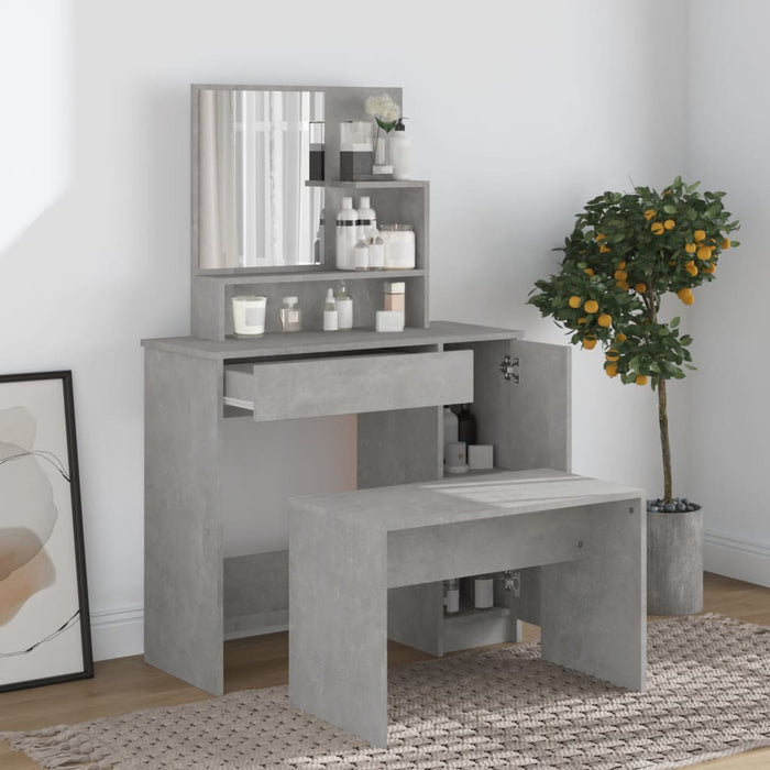 Dressing Table Set Concrete Grey 86.5x35x136 cm