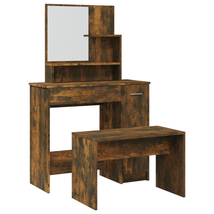 Dressing Table Set Smoked Oak 86.5x35x136 cm