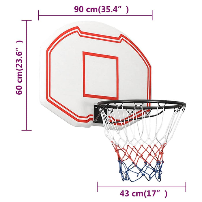 Баскетболно табло бяло 90x60x2 cm полиетилен